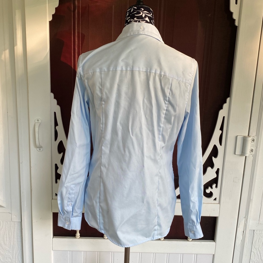 Light Blue Women's Button-Up Shirt - Classic Collared Top - Picture 4 of 12